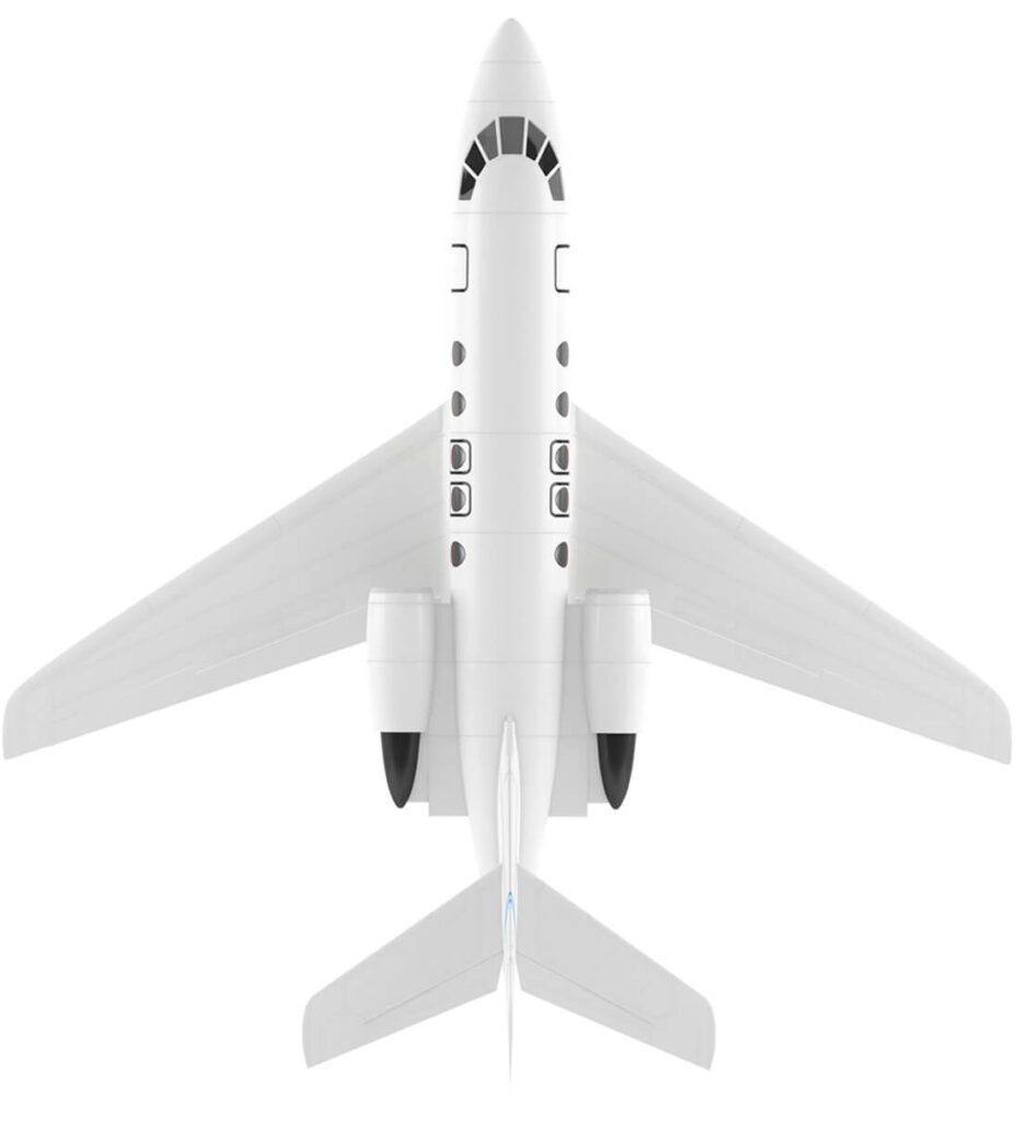 Business jet seen from above